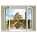 NISHA - Dcoration Stickers Illusion 3D Fentre vue sur le Taj Mahal 49cmx69cm