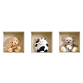 NISHA - Dcoration Stickers Illusion 3D Peluches Teddy 32cmx32cm - Lot de 3